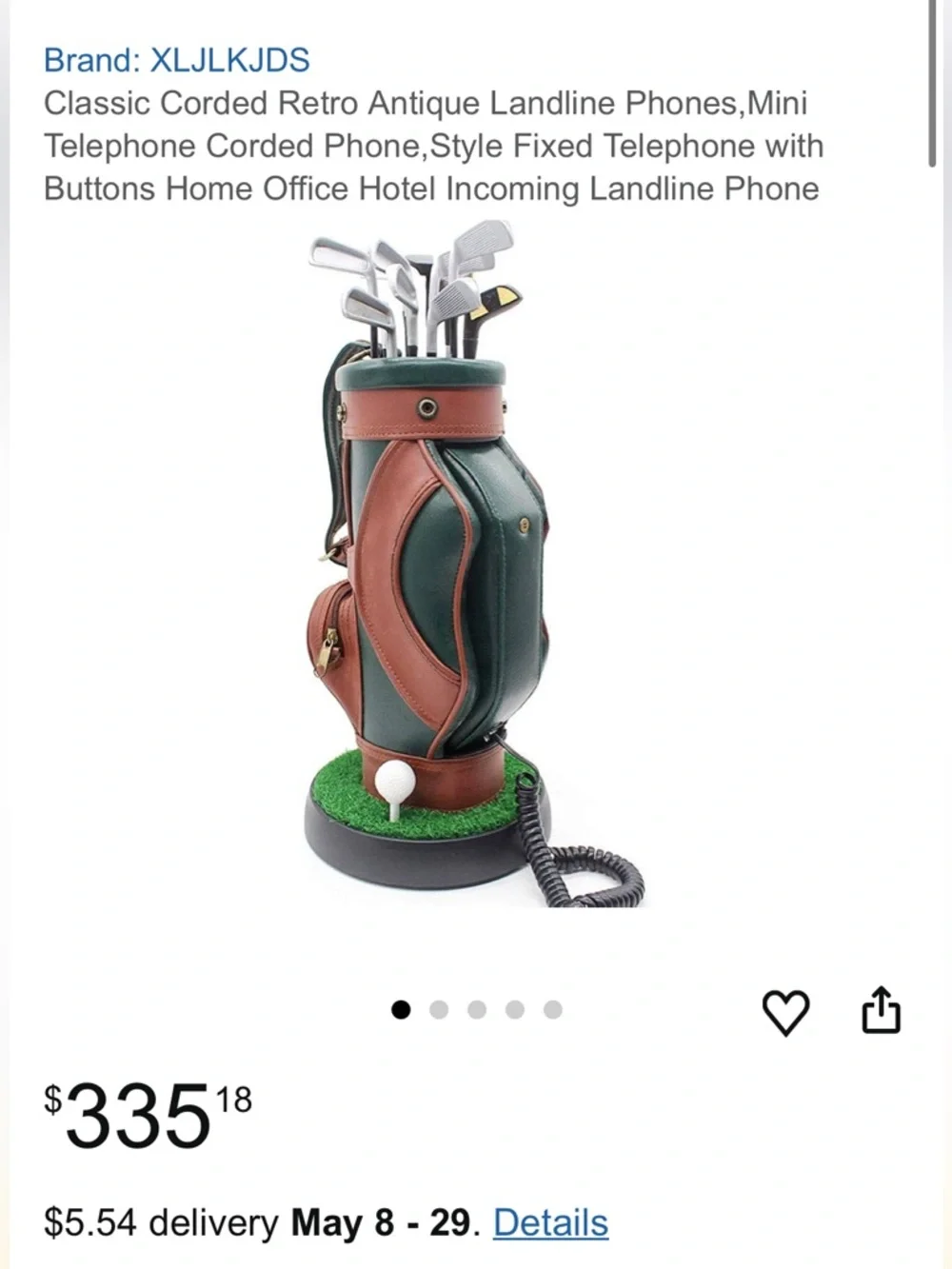 ⛳️ Classic Vintage Golf Bag Land Line Phone 🏌🏽 - Picture 2 of 10
